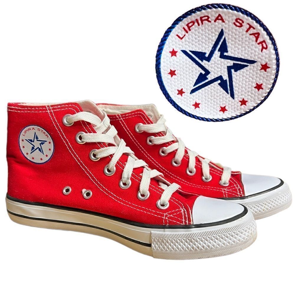 LIPIRA STAR, ALL SPORT RED HI TOP SNEAKERS UNISEX, SIZE EUR 39